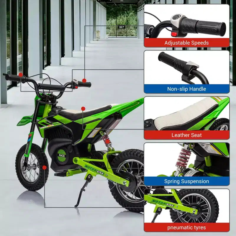 COZONY 24V Kids Electric Motorcycle, 250W Motor, Adjustable Speed to 13.6 MPH, Pneumatic Tires, Non-Slip Handle