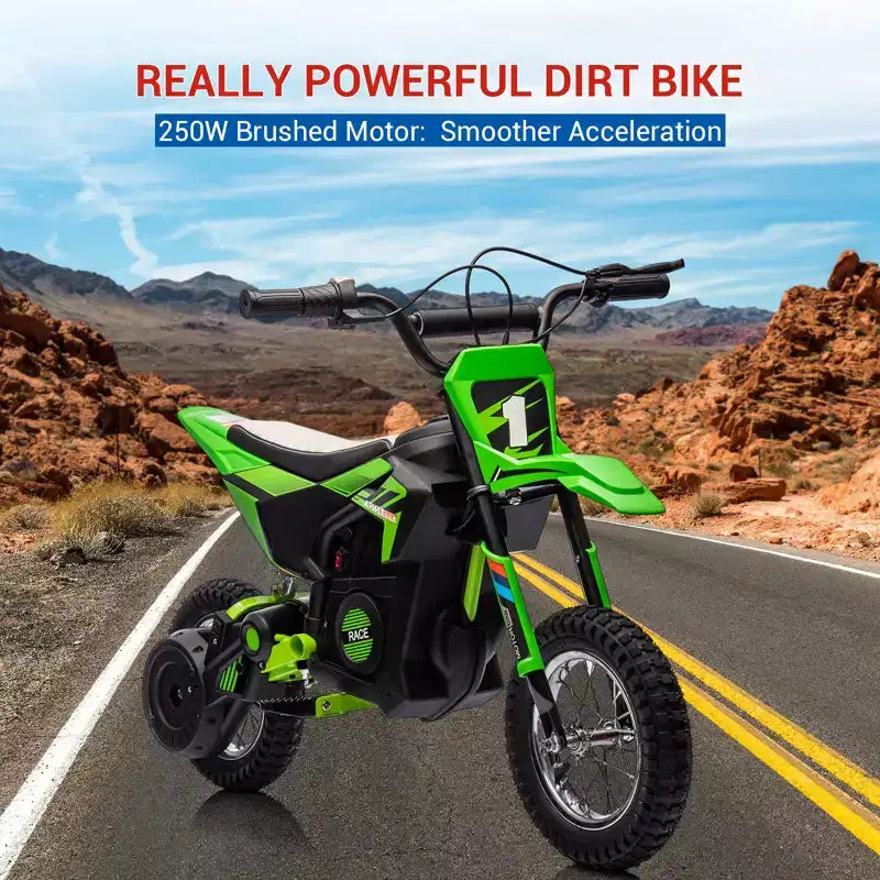COZONY 24V Kids Electric Motorcycle, 250W Motor, Adjustable Speed to 13.6 MPH, Pneumatic Tires, Non-Slip Handle