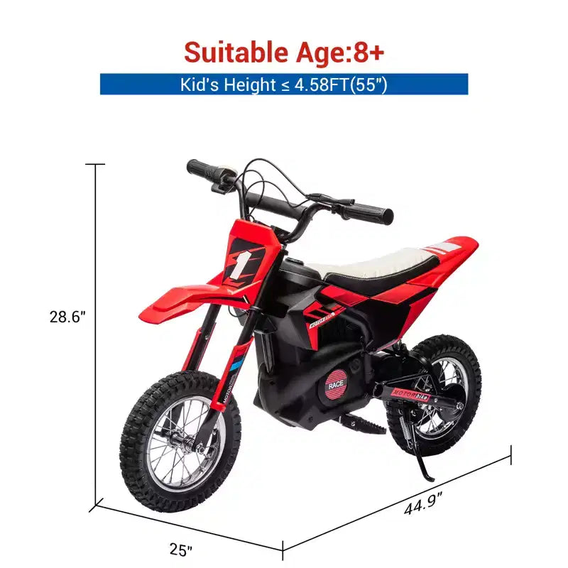 COZONY 24V Kids Electric Motorcycle, 250W Motor, Adjustable Speed to 13.6 MPH, Pneumatic Tires, Non-Slip Handle