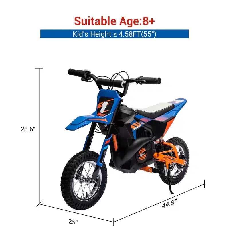 COZONY 24V Kids Electric Motorcycle, 250W Motor, Adjustable Speed to 13.6 MPH, Pneumatic Tires, Non-Slip Handle