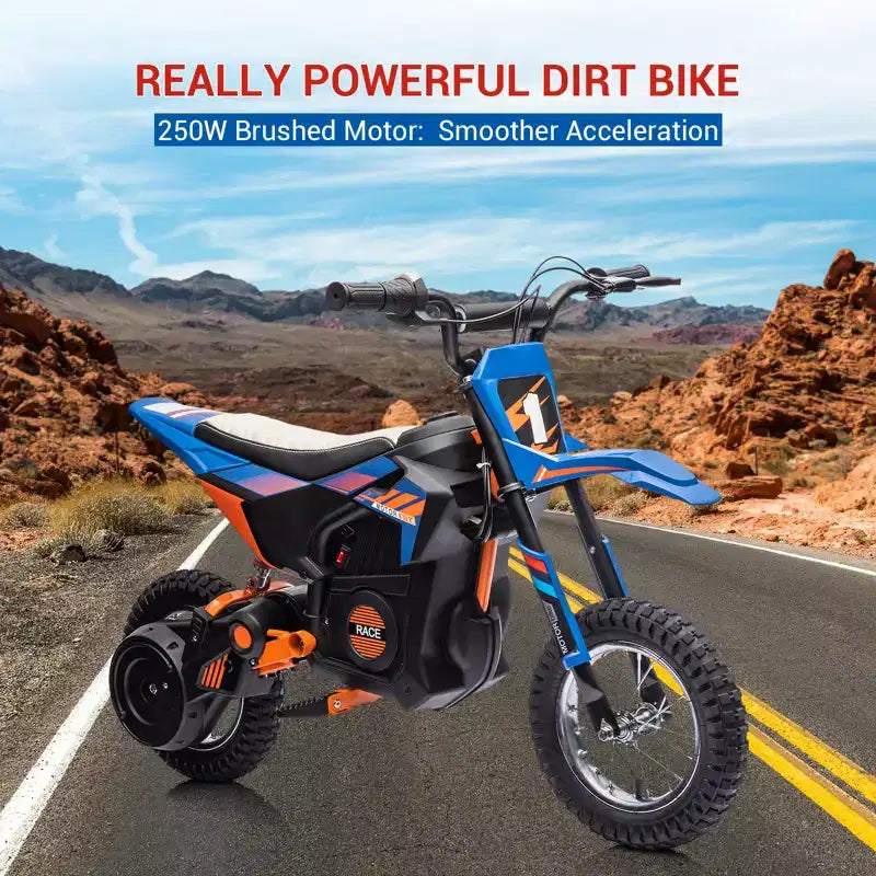 COZONY 24V Kids Electric Motorcycle, 250W Motor, Adjustable Speed to 13.6 MPH, Pneumatic Tires, Non-Slip Handle