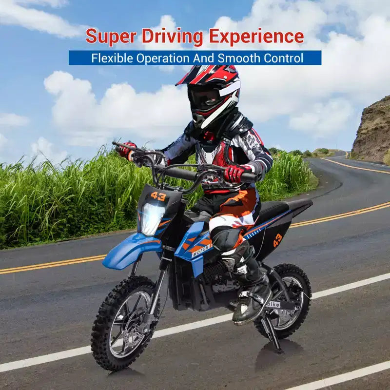 COZONY 36V Kids Electric Dirt Bike 15.5MPH Off-Road Ride-On, 350W Motor, 175 lb Max, Disc Brake, Headlight