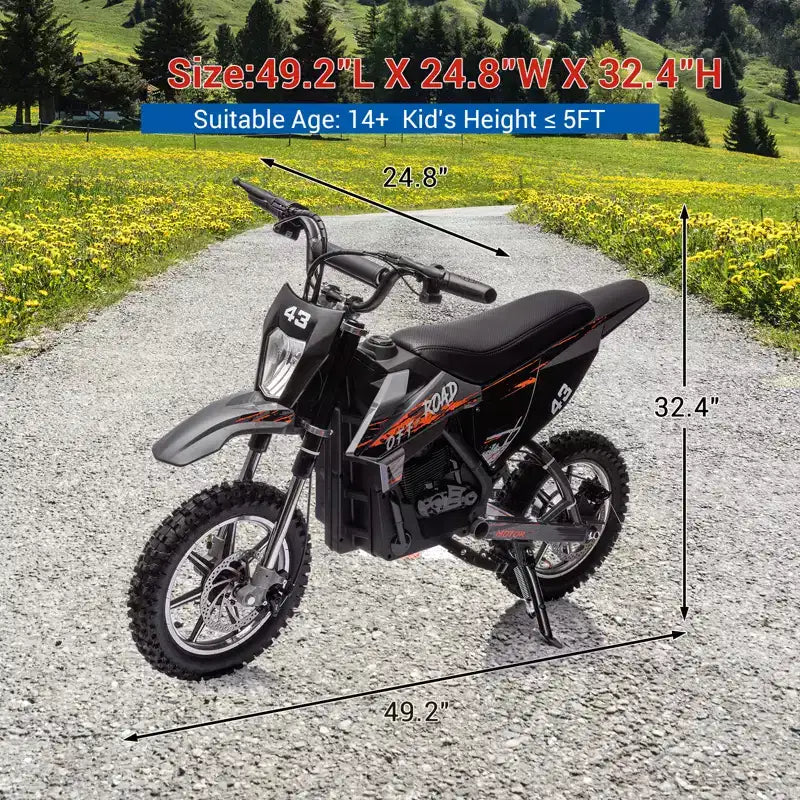 COZONY 36V Kids Electric Dirt Bike 15.5MPH Off-Road Ride-On, 350W Motor, 175 lb Max, Disc Brake, Headlight