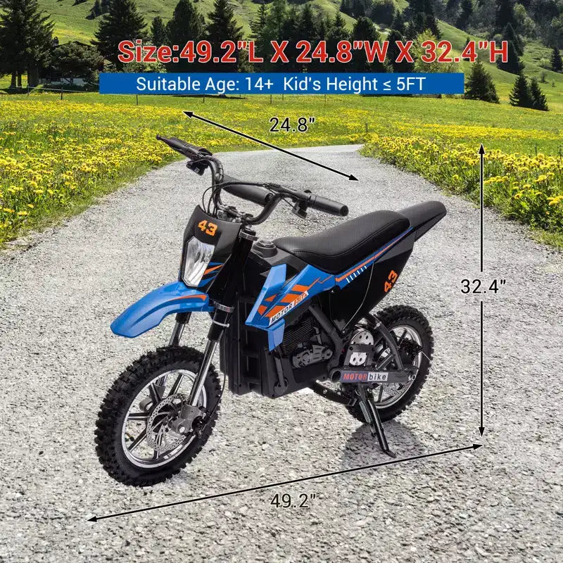 COZONY 36V Kids Electric Dirt Bike 15.5MPH Off-Road Ride-On, 350W Motor, 175 lb Max, Disc Brake, Headlight