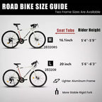 Whisen Road Bike, Lightweight Aluminum Frame, Disc Brakes, 16-Speed, Fast Acceleration, Suitable for Men and Women
