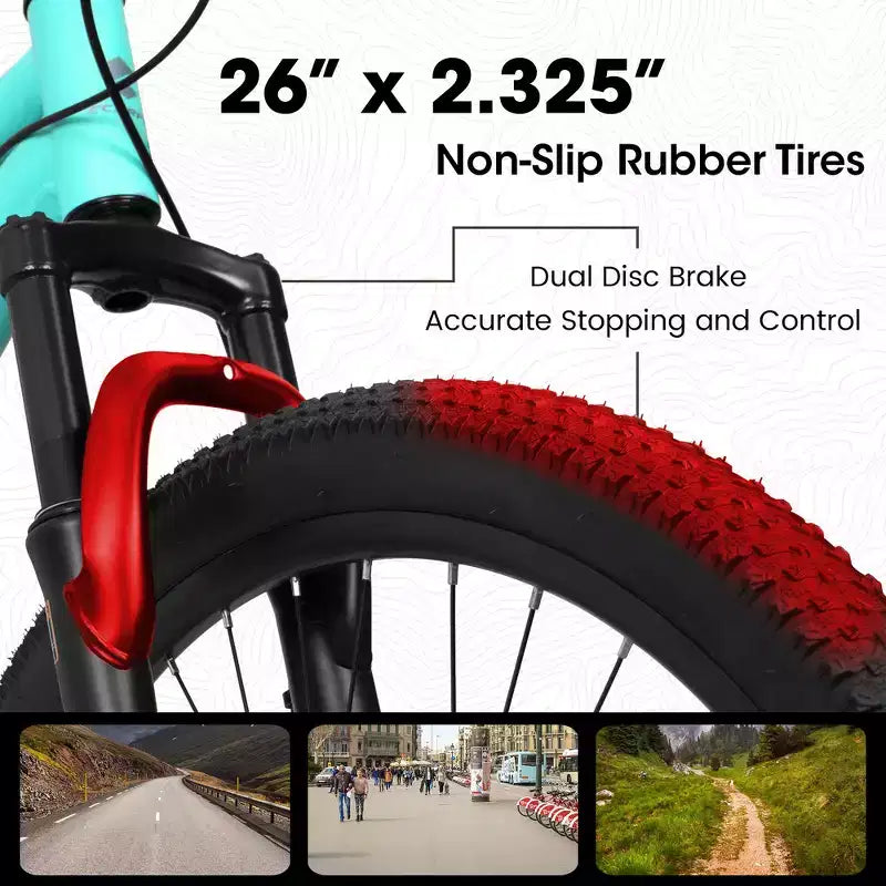 Whisen 26 Inch Steel Frame Shock Fork Plus Shock Absorber 21-speed Unisex Mountain Bike