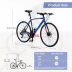 Whisen 28 Adult Hybrid Bike, Road Bike with 24-Speed Gear, Disc Brakes
