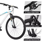 Hykolity 29 inch Mountain Bike 29r MTB Sport Bicycle Large Bike Full Suspension Lightweight Outdoor Cycling for Adult Men Woman - Pale White