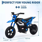 24V Electric Dirt Bike, 350w Kids Motorcycle, 13.67 Mph, Ride on Motorcycle with Rear Wheel Suspension, 12 Miles Range, Grip Throttle, Music