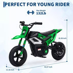 24V Electric Dirt Bike, 350w Kids Motorcycle, 13.67 Mph, Ride on Motorcycle with Rear Wheel Suspension, 12 Miles Range, Grip Throttle, Music