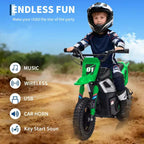24V Electric Dirt Bike, 350w Kids Motorcycle, 13.67 Mph, Ride on Motorcycle with Rear Wheel Suspension, 12 Miles Range, Grip Throttle, Music