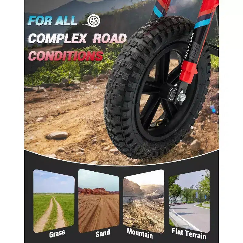 24V Electric Dirt Bike, 350w Kids Motorcycle, 13.67 Mph, Ride on Motorcycle with Rear Wheel Suspension, 12 Miles Range, Grip Throttle, Music