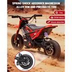 24V Electric Dirt Bike, 350w Kids Motorcycle, 13.67 Mph, Ride on Motorcycle with Rear Wheel Suspension, 12 Miles Range, Grip Throttle, Music