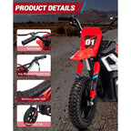 24V Electric Dirt Bike, 350w Kids Motorcycle, 13.67 Mph, Ride on Motorcycle with Rear Wheel Suspension, 12 Miles Range, Grip Throttle, Music