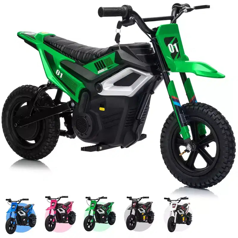 24V Electric Dirt Bike, 350w Kids Motorcycle, 13.67 Mph, Ride on Motorcycle with Rear Wheel Suspension, 12 Miles Range, Grip Throttle, Music