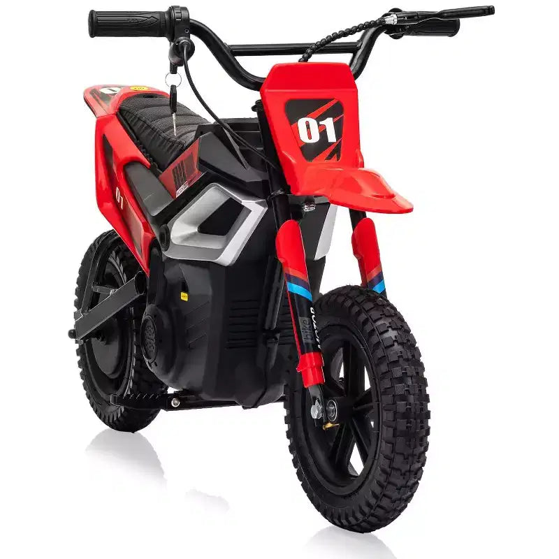 24V Electric Dirt Bike, 350w Kids Motorcycle, 13.67 Mph, Ride on Motorcycle with Rear Wheel Suspension, 12 Miles Range, Grip Throttle, Music