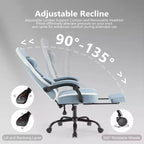 Okak Ergonomic Office Chair with Padding Armrest, Gaming Chair with Footrest and Lumbar Support, Swivel Chair with Wheels for Home, Office
