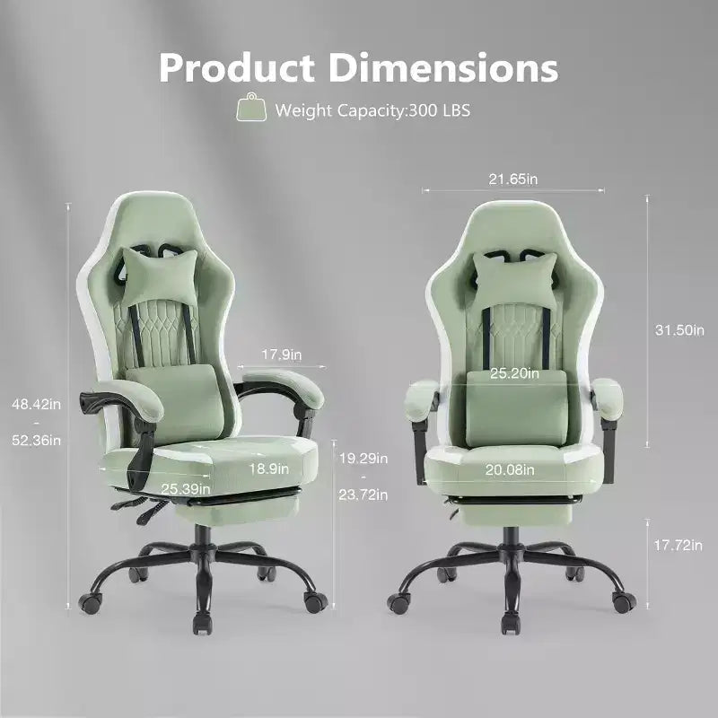 Okak Ergonomic Office Chair with Padding Armrest, Gaming Chair with Footrest and Lumbar Support, Swivel Chair with Wheels for Home, Office