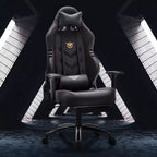 Okak High-Back Ergonomic Gaming Chair with Detachable Neck Pillow, Computer Chair with Padding Seat and Lumbar Support, Comfy Chair for Home, Black