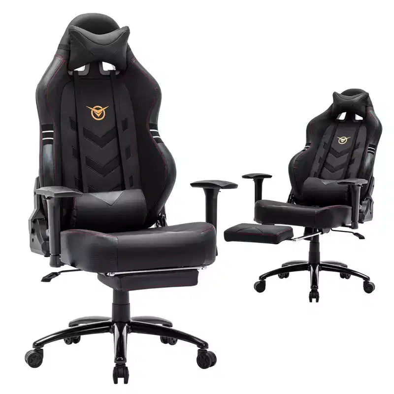 Okak High-Back Ergonomic Gaming Chair with Detachable Neck Pillow, Computer Chair with Padding Seat and Lumbar Support, Comfy Chair for Home, Black