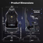 Okak High-Back Ergonomic Gaming Chair with Detachable Neck Pillow, Computer Chair with Padding Seat and Lumbar Support, Comfy Chair for Home, Black