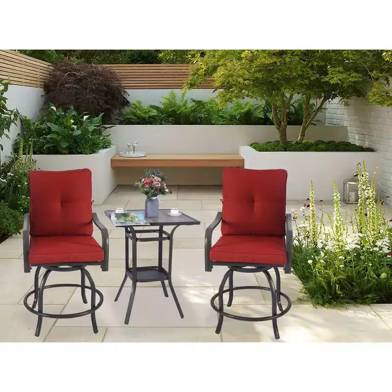 Kozyard 2Pack Isabella High Swivel Bar Stools/Chair Set for Home Patio, Back Yard, Cafes, Bistro, Restaurants and Chic Bars