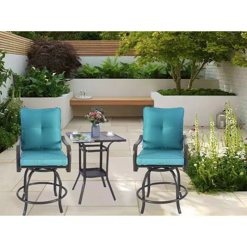 Kozyard 2Pack Isabella High Swivel Bar Stools/Chair Set for Home Patio, Back Yard, Cafes, Bistro, Restaurants and Chic Bars