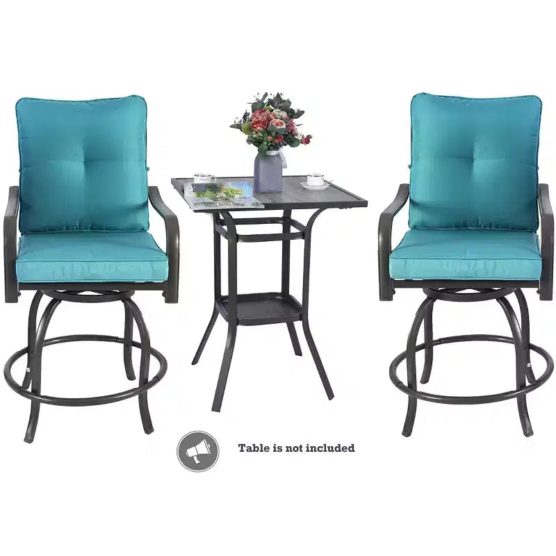 Kozyard 2Pack Isabella High Swivel Bar Stools/Chair Set for Home Patio, Back Yard, Cafes, Bistro, Restaurants and Chic Bars