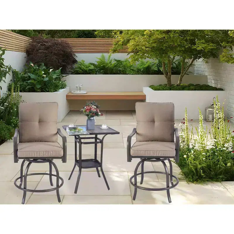 Kozyard 2Pack Isabella High Swivel Bar Stools/Chair Set for Home Patio, Back Yard, Cafes, Bistro, Restaurants and Chic Bars