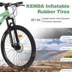 Whisen 26 Suspension Mountain Bike with 8-Speed Rear Derailleur, Fork KENDA Tires, Double Disc Brakes