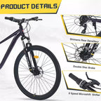 Whisen 27.5 Mountain Bike with 8 Speed Rear Derailleur, Front Suspension, Steel Frame