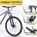 Whisen 27.5 Mountain Bike with 8 Speed Rear Derailleur, Front Suspension, Steel Frame