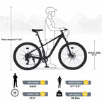 Whisen 27.5 Mountain Bike with 8 Speed Rear Derailleur, Front Suspension, Steel Frame
