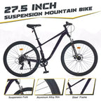 Whisen 27.5 Mountain Bike with 8 Speed Rear Derailleur, Front Suspension, Steel Frame