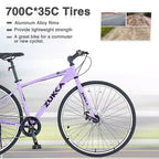 Whisen 28 Road Bike, Hybrid City Bicycle with Shimano 7 Speed Aluminum Alloy Frame Double Disc Brakes