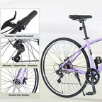 Whisen 28 Road Bike, Hybrid City Bicycle with Shimano 7 Speed Aluminum Alloy Frame Double Disc Brakes