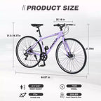 Whisen 28 Road Bike, Hybrid City Bicycle with Shimano 7 Speed Aluminum Alloy Frame Double Disc Brakes