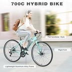 Whisen 28 Road Bike, Hybrid City Bicycle with Shimano 7 Speed Aluminum Alloy Frame Double Disc Brakes