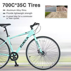 Whisen 28 Road Bike, Hybrid City Bicycle with Shimano 7 Speed Aluminum Alloy Frame Double Disc Brakes