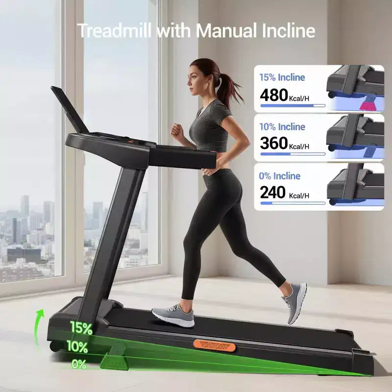 15% Incline Treadmill with Handle, 3-in-1 Portable Treadmills for Home and Office, Foldable Treadmills with 220 Lbs Weight Capacity