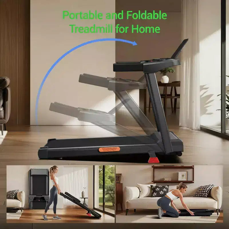 15% Incline Treadmill with Handle, 3-in-1 Portable Treadmills for Home and Office, Foldable Treadmills with 220 Lbs Weight Capacity