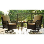 Outdoor Swivel Rocker Chair Set 3 Piece, Patio Bistro Set with Table