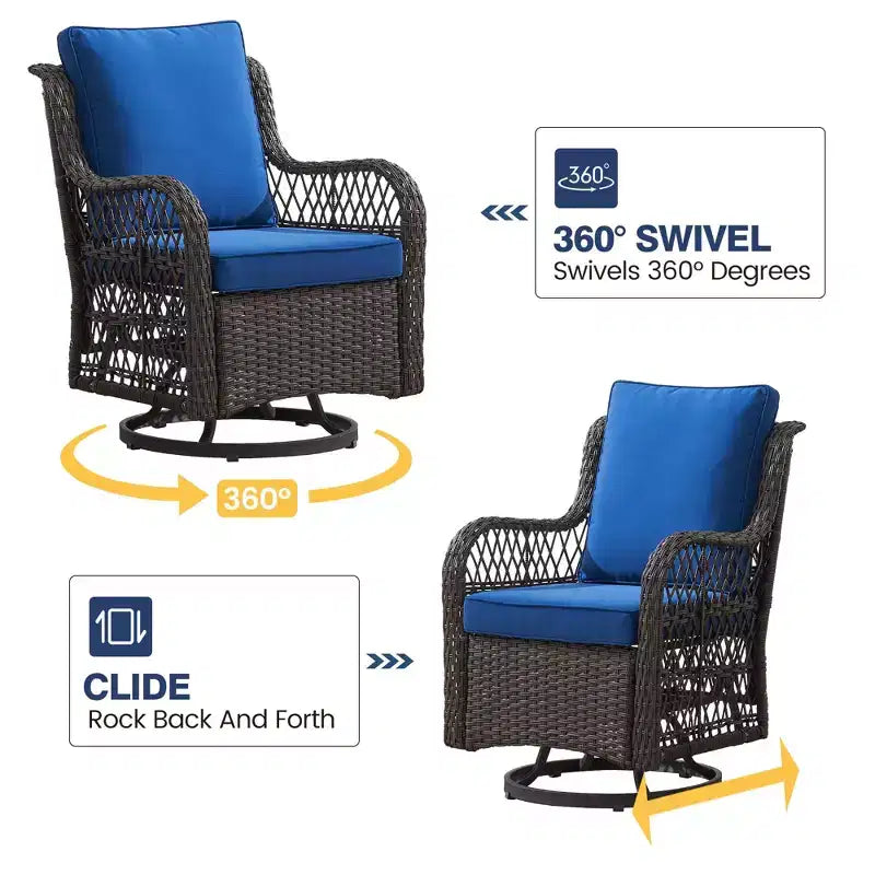Outdoor Swivel Rocker Chair Set 3 Piece, Patio Bistro Set with Table