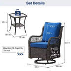 Outdoor Swivel Rocker Chair Set 3 Piece, Patio Bistro Set with Table
