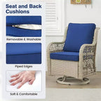 Outdoor Swivel Rocker Chair Set 3 Piece, Patio Bistro Set with Table