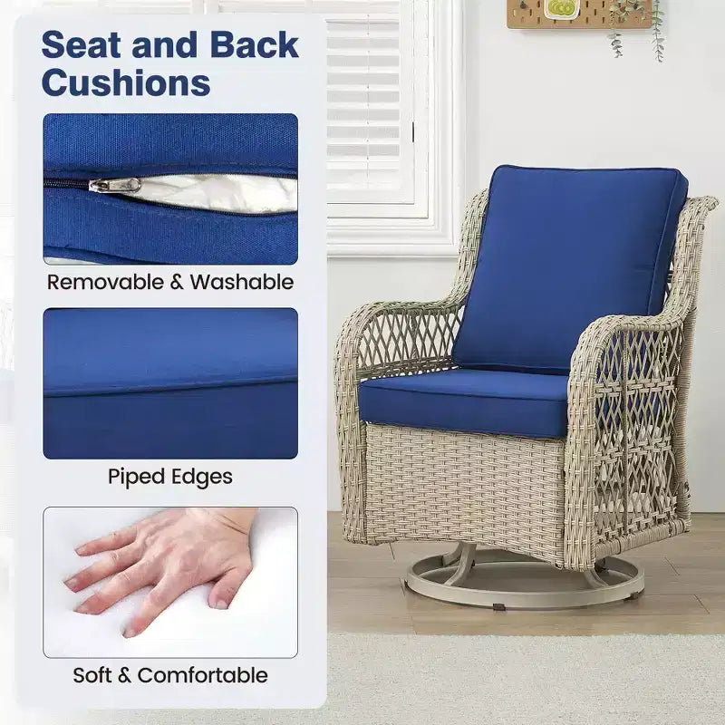 Outdoor Swivel Rocker Chair Set 3 Piece, Patio Bistro Set with Table