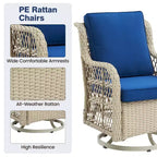 Outdoor Swivel Rocker Chair Set 3 Piece, Patio Bistro Set with Table