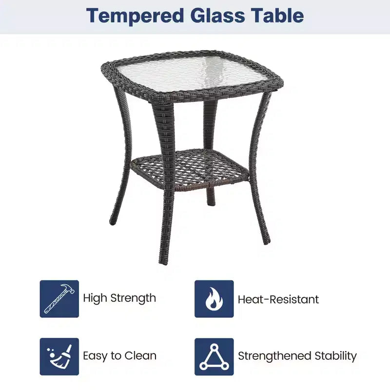 Outdoor Swivel Rocker Chair Set 3 Piece, Patio Bistro Set with Table