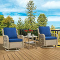 Outdoor Swivel Rocker Chair Set 3 Piece, Patio Bistro Set with Table
