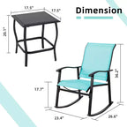 Celebalcony 3 Piece Outdoor Rocking Bistro Set, Textilene Fabric Rocker Chairs Conversation Set with Table for Garden, Balcony, Poolside